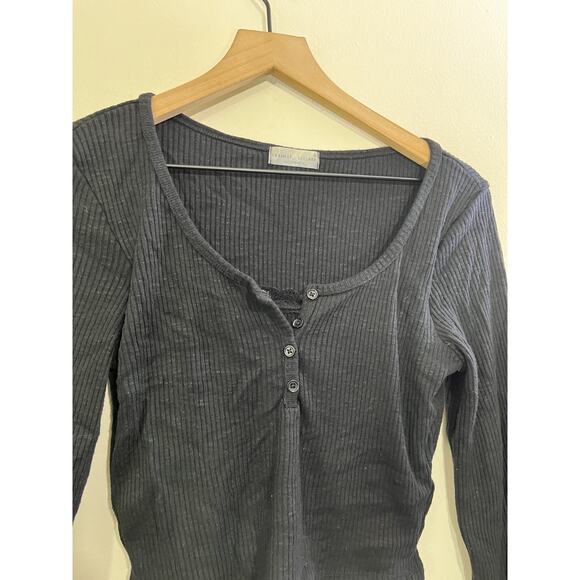 Y2K 90s Crop Henley Baby Tee M Grunge Bella Scandi Whimsigoth Coquette Romantic - Picture 4 of 13